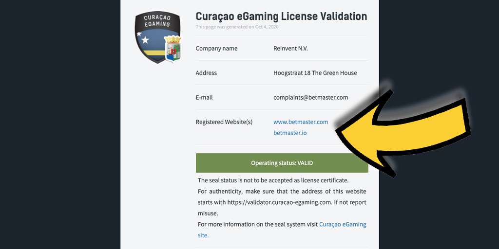 ¿Es seguro jugar en Betmaster Casino? Curacao eGaming